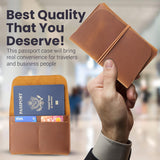 Leather Passport Holder with Travel Wallet, Genuine Leather Passport Cover- Passport Wallet, Leather Folding Wallet for Passports ( Brown) In Australia - Darrahopens
