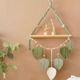 Hanging Shelves for Wall, Living Room, Bedroom - Boho Room Decor Aesthetic - Hanging Plant Shelf Decor - Floating Shelves - Rope Shelves for Bedroom Aesthetic (Green, 1 PCS) In Australia - Darrahopens