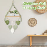 Hanging Shelves for Wall, Living Room, Bedroom - Boho Room Decor Aesthetic - Hanging Plant Shelf Decor - Floating Shelves - Rope Shelves for Bedroom Aesthetic (Green, 1 PCS) In Australia - Darrahopens