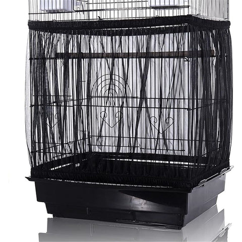 Bird Cage Seed Catcher, Large, Stretchy Form Fitting Mesh Skirt Cover for Parrot Enclosures, Light and Breathable Fabric, Prevent Scatter and Mess, Reusable,Adjustable, Lightweight,Black S In Australia - Darrahopens