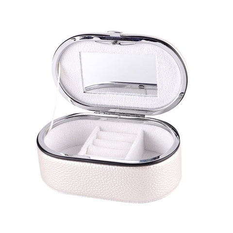 Travel Jewelry Organizer Case with Mirror for Women, Small Mini Portable Jewelry Box for Ring Earrings Necklace Bracelet Luxury Gift for Women（silvery） In Australia - Darrahopens