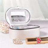 Travel Jewelry Organizer Case with Mirror for Women, Small Mini Portable Jewelry Box for Ring Earrings Necklace Bracelet Luxury Gift for Women（silvery）