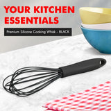 1Pc Black Mini Silicone Whisks,Non-Stick Whisks,Milk and Egg Beater Blender,Hand Egg Mixer,Kitchen for Cooking, Baking, Mixing,Stirring,Cooking Utensils,Kitchen Dining (10inch)