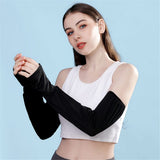 UV Sun Protection Arm Sleeves for Women, Slim Cooling Sleeves Women for Outdoor Cycling Driving Hiking（black 48*15cm）