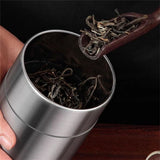 Tea Tin Canister, Stainless Steel Coffee Sugar Storage Container with Airtight Double Lids for Loose Tea, Kitchen Cup for Coffee Sugar Seasoning Storage
