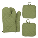 Oven Mitts and Pot Holders 4 pcs Set,High Heat Resistant Degree Extra Thicken Long Kitchen Cotton Oven Glove for Cooking (Green) In Australia - Darrahopens