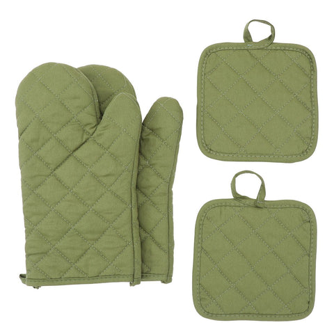 Oven Mitts and Pot Holders 4 pcs Set,High Heat Resistant Degree Extra Thicken Long Kitchen Cotton Oven Glove for Cooking (Green) In Australia - Darrahopens
