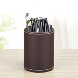PU Leather Pencil Pen Holder Cup Stand,Desk Accessories Holder,Makeup Brush Storage Organizer,Desktop Stationery Organizer for Office School Home Supplies (Brown) In Australia - Darrahopens