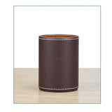 PU Leather Pencil Pen Holder Cup Stand,Desk Accessories Holder,Makeup Brush Storage Organizer,Desktop Stationery Organizer for Office School Home Supplies (Brown)