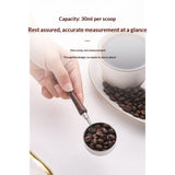 Vintage Coffee Scoop 30ml Capacity Retro 304 Stainless Steel Coffee Measuring Spoon Walnut Wooden Handle Coffee Scoop Kitchen Utensil  (walnut wood)