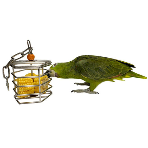 Bird Stainless Steel Foraging Feeder Parrot Hanging Feeding Box for Macaw  Grey Cockatoo Cockatiel  Cage   Stainless Steel Baffle Cage