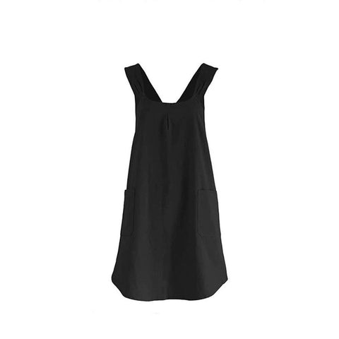 Apron Halter Cross Back Bandage X Shape Aprons Two Pockets Apron for Women with Pocket Cotton Linen,  Cross Back Apron for Gardening Painting（black） In Australia - Darrahopens