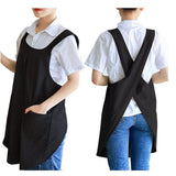Apron Halter Cross Back Bandage X Shape Aprons Two Pockets Apron for Women with Pocket Cotton Linen,  Cross Back Apron for Gardening Painting（black） In Australia - Darrahopens
