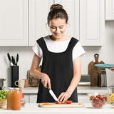 Apron Halter Cross Back Bandage X Shape Aprons Two Pockets Apron for Women with Pocket Cotton Linen,  Cross Back Apron for Gardening Painting（black） In Australia - Darrahopens