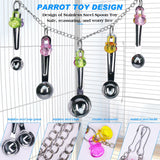 Bird stainless steel  toy, safe and stable spoon chewing toy parrot, long tailed parrot, parrot, parrot colored pendant toy, In Australia - Darrahopens