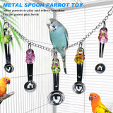 Bird stainless steel  toy, safe and stable spoon chewing toy parrot, long tailed parrot, parrot, parrot colored pendant toy,