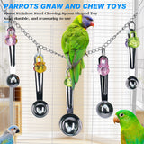 Bird stainless steel  toy, safe and stable spoon chewing toy parrot, long tailed parrot, parrot, parrot colored pendant toy, In Australia - Darrahopens
