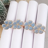 Napkin Rings Set of 6 Flowers Napkin Ring Holders Dinner Tables Rings Elegant Ornament Table Setting Decoration for Wedding, Christmas, Thanksgiving, Birthday, Holiday, Party, Blue In Australia - Darrahopens