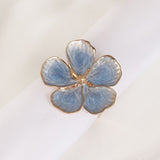 Napkin Rings Set of 6 Flowers Napkin Ring Holders Dinner Tables Rings Elegant Ornament Table Setting Decoration for Wedding, Christmas, Thanksgiving, Birthday, Holiday, Party, Blue