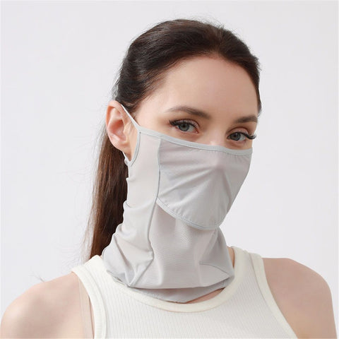 Sun Protection Mask for Face Sun Protection Breathable Neck Gaiter Golf Hiking Running Cycling Outdoor Sports（light gray）