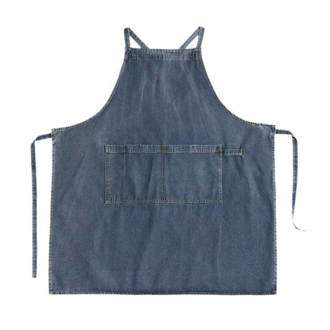 Denim Apron with Big Pockets Adjustable Cooking Apron Jean for Hair Stylist Gardening Craftsmen Barista Hairdresser（Mid Blue） In Australia - Darrahopens