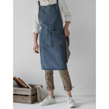 Denim Apron with Big Pockets Adjustable Cooking Apron Jean for Hair Stylist Gardening Craftsmen Barista Hairdresser（Mid Blue） In Australia - Darrahopens
