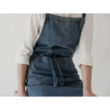 Denim Apron with Big Pockets Adjustable Cooking Apron Jean for Hair Stylist Gardening Craftsmen Barista Hairdresser（Mid Blue） In Australia - Darrahopens