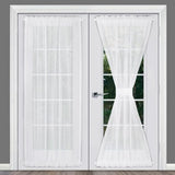 Pair of Sheer White French Door Curtains in 137*102cm Size. Our Sidelight Front Door Drapes Come with 2 Matching Tie-Backs. In Australia - Darrahopens