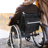 Wheelchair Bag,Wheelchair Backpack Bag,Waterproof,Wheel Chair Storage Tote Accessory-Large Capacity with Reflective Stripe for Walker Rollator Wheelchair Transport Chair（Black） In Australia - Darrahopens