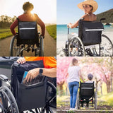 Wheelchair Bag,Wheelchair Backpack Bag,Waterproof,Wheel Chair Storage Tote Accessory-Large Capacity with Reflective Stripe for Walker Rollator Wheelchair Transport Chair（Black） In Australia - Darrahopens