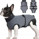 Recovery Suit for Dogs, Dog Surgery Suit Female Spay, Dog Surgical Recovery Onesie Male Neuter, Anti Licking Wounds Puppy Post Surgery Bodysuit Outfit, Cone of Shame Alternative, Grey L In Australia - Darrahopens
