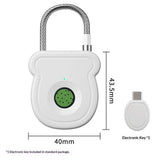 Smart Fingerprint Padlock for Luggage - USB Key & Emergency Code, Keyless Biometric Lock for Gym Locker, Suitcase, Backpack, Toolbox & Handbag (White)With decoder