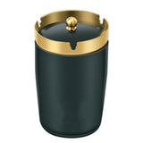 Covered car ashtray, stainless steel ashtray, detachable mini portable ashtray, car office home cigarette ashtray (green gold)