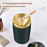Covered car ashtray, stainless steel ashtray, detachable mini portable ashtray, car office home cigarette ashtray (green gold)