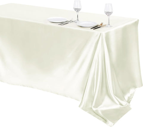 Rectangular Satin Tablecloth -beige, Rectangle Shiny Satin Table Linens for Rectangular Tables（145*260CM） In Australia - Darrahopens