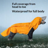 Dog Hooded Raincoat, Golden Retriever Rain Jacket Poncho Waterproof Clothes with Hood Breathable Four Legs Rain Coats for Large Huge Dogs Orange- Yellow - bitch In Australia - Darrahopens