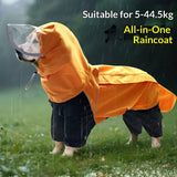 Dog Hooded Raincoat, Golden Retriever Rain Jacket Poncho Waterproof Clothes with Hood Breathable Four Legs Rain Coats for Large Huge Dogs Orange- Yellow - bitch In Australia - Darrahopens