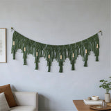 Green Bohemian chiffon tassel garland green wall decoration tassel with bead banner kindergarten classroom office birthday party children's room baby decoration（green） In Australia - Darrahopens