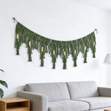 Green Bohemian chiffon tassel garland green wall decoration tassel with bead banner kindergarten classroom office birthday party children's room baby decoration（green）