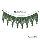 Green Bohemian chiffon tassel garland green wall decoration tassel with bead banner kindergarten classroom office birthday party children's room baby decoration（green）