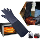 A pair of Professional Silicone Oven Mitts with Quilted Liner, Durable Heat Resistant Oven Gloves, Heat Resistant Oven Gloves, (Black 45cm) In Australia - Darrahopens