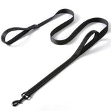 Pet rope, traffic pad dual handle, heavy-duty, reflective dual handle lead, used for control safety training, large or medium-sized dog skin, dual handle lead (black) In Australia - Darrahopens