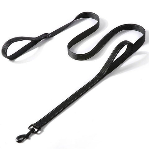 Pet rope, traffic pad dual handle, heavy-duty, reflective dual handle lead, used for control safety training, large or medium-sized dog skin, dual handle lead (black) In Australia - Darrahopens