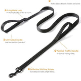 Pet rope, traffic pad dual handle, heavy-duty, reflective dual handle lead, used for control safety training, large or medium-sized dog skin, dual handle lead (black) In Australia - Darrahopens
