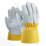 heavy-duty leather palm work gloves with safety cuffs, wear-resistant, durable, heat-resistant and heat-insulating cowhide gloves welded In Australia - Darrahopens