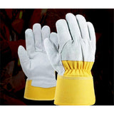 heavy-duty leather palm work gloves with safety cuffs, wear-resistant, durable, heat-resistant and heat-insulating cowhide gloves welded In Australia - Darrahopens