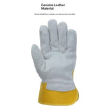 heavy-duty leather palm work gloves with safety cuffs, wear-resistant, durable, heat-resistant and heat-insulating cowhide gloves welded In Australia - Darrahopens