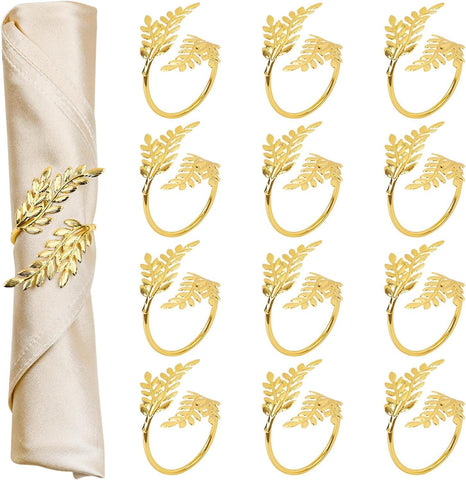 Gold Napkin Rings Set of 12 Metal Napkin Holder for Table Wheat Sheaf Napkin Rings for Dinning Table Parties In Australia - Darrahopens