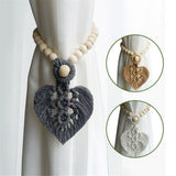 2pcs Handmade  Wooden Bead Curtain Tiebacks 2 PCS | Simple Elegant Tassel Curtain Tie Backs | Accessories Wall Decoration | Drapery Tiebacks (brown+grey）