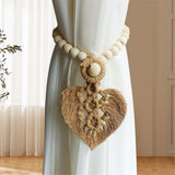 2pcs Handmade  Wooden Bead Curtain Tiebacks 2 PCS | Simple Elegant Tassel Curtain Tie Backs | Accessories Wall Decoration | Drapery Tiebacks (brown+grey）